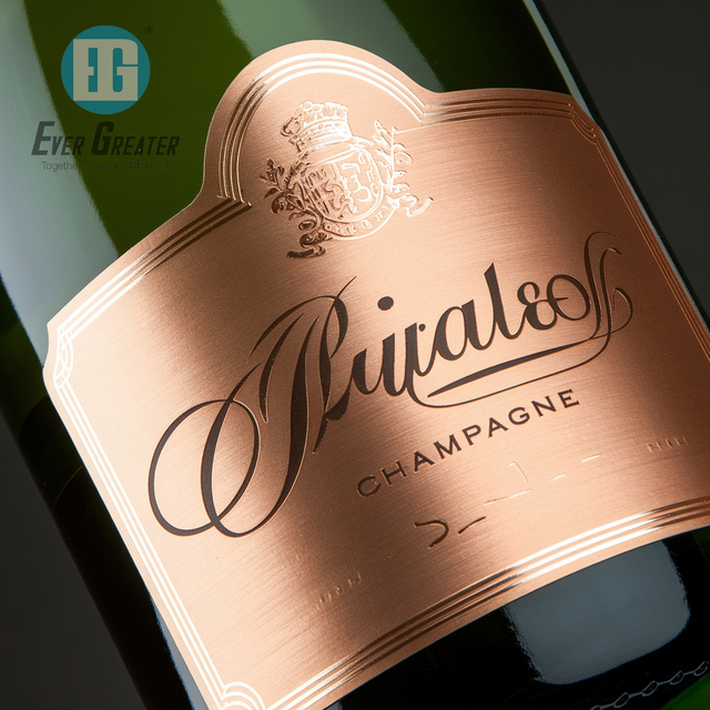 Champagne fles metaalachtig sticker label